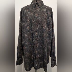 Black Button-Up Shirt with Speckled Design